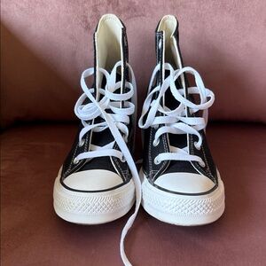 Classic Black and White Women's High-Top wedge Sneakers